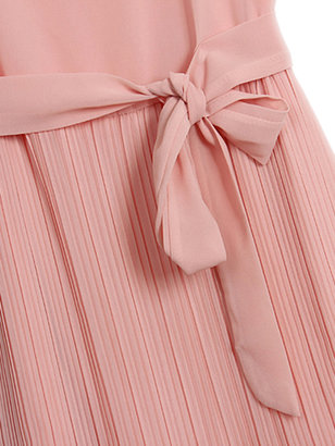 Choies Pastel Pink Pleated Chiffon Dress with Bow Belt