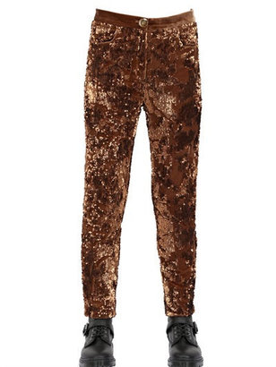 House Of Matching Colours - Sequined Viscose Silk Velvet Trousers