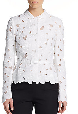 Valentino Belted Embroidered Cutout Jacket
