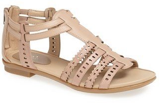 Easy Spirit 'e360 - Karelly' Pinked & Perforated Leather Back Zip Sandal (Women)