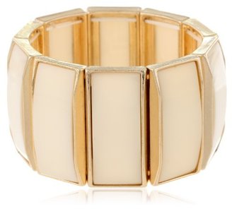 Kenneth Jay Lane Gold-Plated and White Bars Stretch Bracelet, 8"