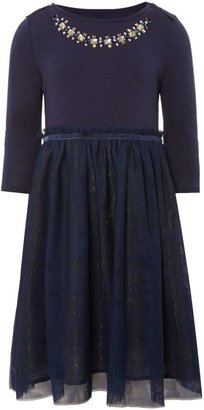 Joules Girls Long sleeve sparkle necklace dress