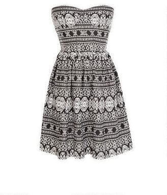 Delia's Ruched Back Strapless Aztec Dress