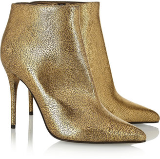 Alexander McQueen Metallic cracked-leather ankle boots