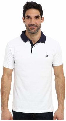 U.S. Polo Assn. Slim Fit Solid Pique Polo w/ Contrast Color Striped Under Collar
