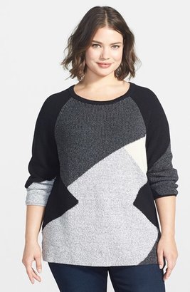 Nic+Zoe 'Geo Pop' Zip Back Sweater (Plus Size)
