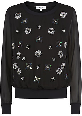 Milly Embellished Silk Top