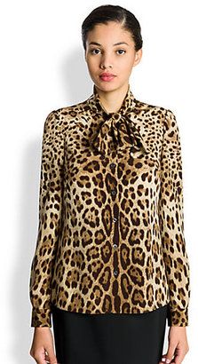 Dolce & Gabbana Leopard Silk Blouse