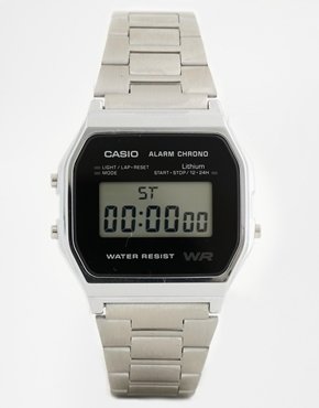 Casio Silver Stainless Steel Strap Watch A158WEA-1EF - Silver