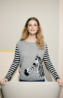 Autumn Cashmere Zebra Intarsia Cashmere Sweater