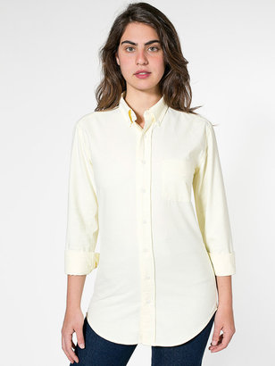 American Apparel Unisex Stone Wash Oxford Long Sleeve Button-Down with Pocket