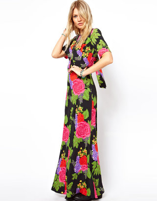 ASOS Maxi Dress With Tie Back In Floral Print