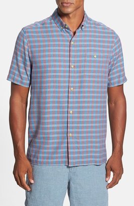 Tommy Bahama 'Cactus Check' Original Fit Check Short Sleeve Silk Sport Shirt