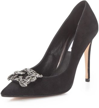 Dune Breanna Suede Jewelled Court Shoes