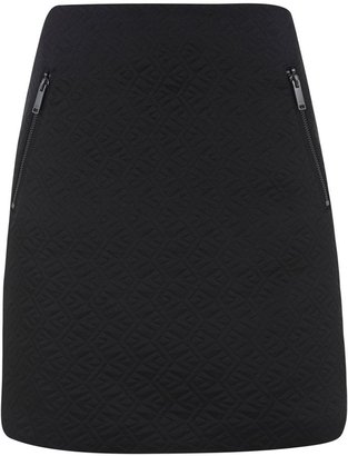 Mint Velvet Black Jacquard A-Line Skirt