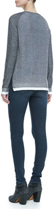 Rag and Bone 3856 rag & bone/JEAN Brenda Combo-Knit Crewneck Sweater & Skinny Mid-Rise Ankle Jeans
