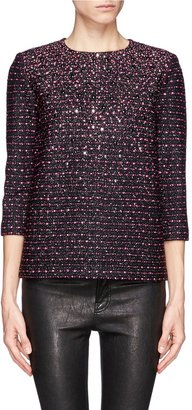 Multi-texture embellished knit top