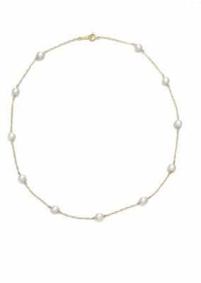 Mikimoto 5.5MM White Cultured Akoya Pearl & 18K Yellow Gold Station Necklace