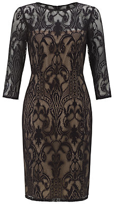 Adrianna Papell All Over Deco Lace Dress, Black