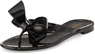 Valentino Couture Bow Jelly Flat Thong Sandal, Black