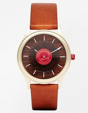 ASOS Watch With Moving Record Face - Tan