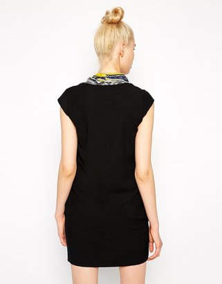 Love Moschino Short Sleeve Dress With Scarf Detail Printed Bib
