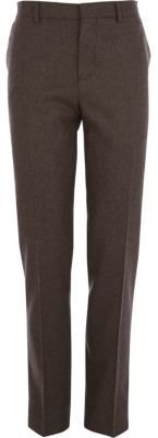 River Island Dark brown tweed skinny suit trousers