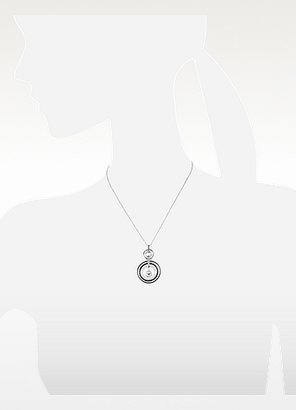 Emporio Armani Sterling Silver and Crystals Logo Pendant Necklace