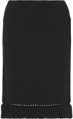 Marni Fringed wool-crepe pencil skirt