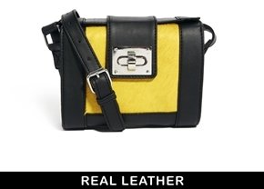 ASOS Barrel Cross Body Bag With Leather Pony - yellow
