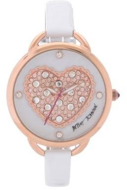 Betsey Johnson Ladies rose-gold dial dial leather strap watch