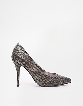 Blink Faux Crocodile Pointed Court Shoes - grey