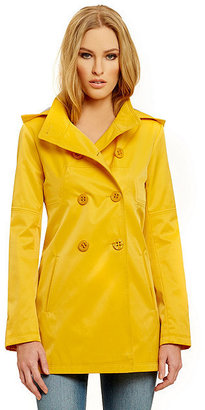 Jessica Simpson Double-Breasted Hooded Raincoat
