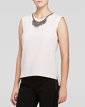 Adrianna Papell Embellished Necklace Top