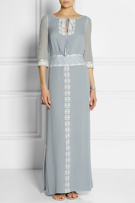 Tory Burch Charlize embroidered silk-georgette gown