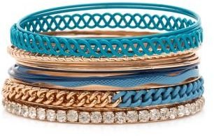 New Look Blue Chain Bangle Bracelet Pack