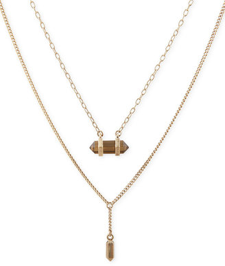 Lucky Brand Gold-Tone Smoky Stone Double Layer Necklace