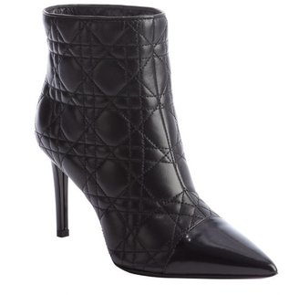 Christian Dior black quilted leather ankle boots
