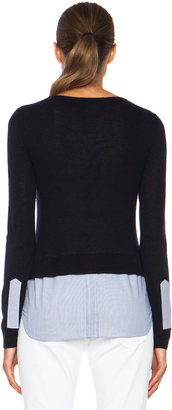 Band Of Outsiders Cashmere Crewneck Silk-Blend Sweater with Shirttail in Navy