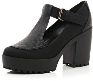 River Island Black chunky sole buckle shoes