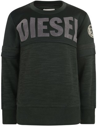 Diesel Boys Black Branded Cotton Sweater