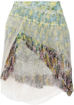 Nina Ricci Layered silk-chiffon, lace and tulle mini skirt