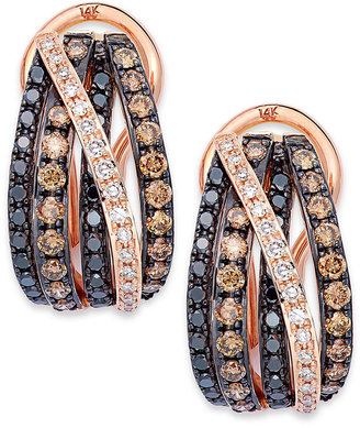 Effy Confetti by Multicolor Diamond Crossover Earrings (9/10 ct. t.w.) in 14k Rose Gold