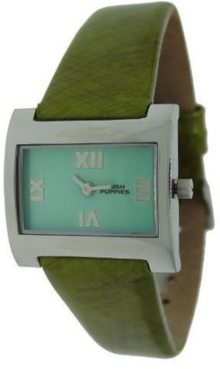 Hush Puppies HP.3460L.2511 Women's Roman Numeral Mint Rectangular Green Patent Leather Analog Watch