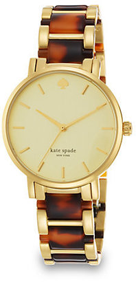 Kate Spade Gramercy Grand Goldtone Stainless Steel & Tortoise-Print Acetate Bracelet Watch