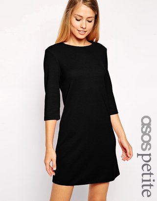 ASOS PETITE Shift Dress in Textured Rib With 3/4 Length Sleeves