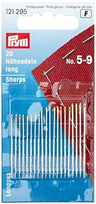 Prym Hand Sewing Needles Sharps 5 - 9 Assorted, Silver with Gold Eye