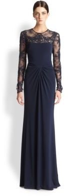 David Meister Lace-Insert Gown