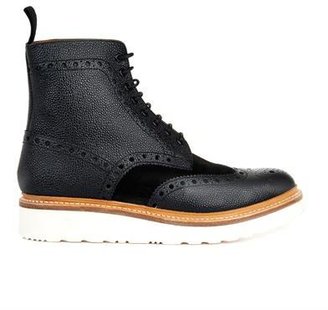 Grenson Fred leather and suede brogue boots