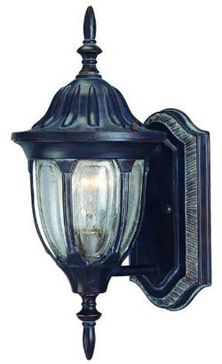 Savoy House 5-1503-52 Outdoor Sconce With Clear Seeded Shades, Bark and Gold